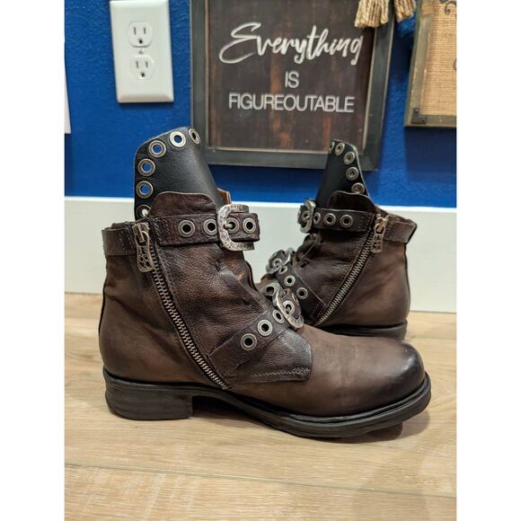 A.S. 98 Women's Industrial Moto Buckle Boots EU 38 US 7.5-8 Steampunk - Picture 7 of 11